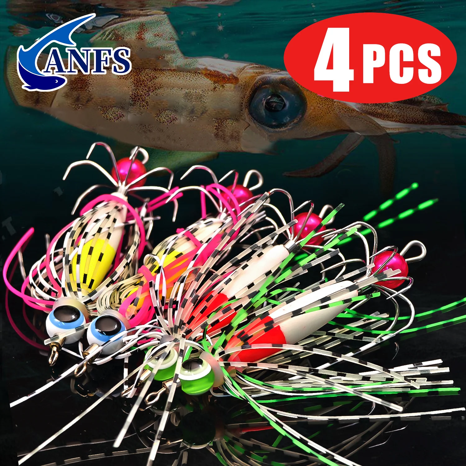 Jig Head Calamar Luminoso ANFS – Cebos Fluorescentes Pesca Nocturna - imagen 2