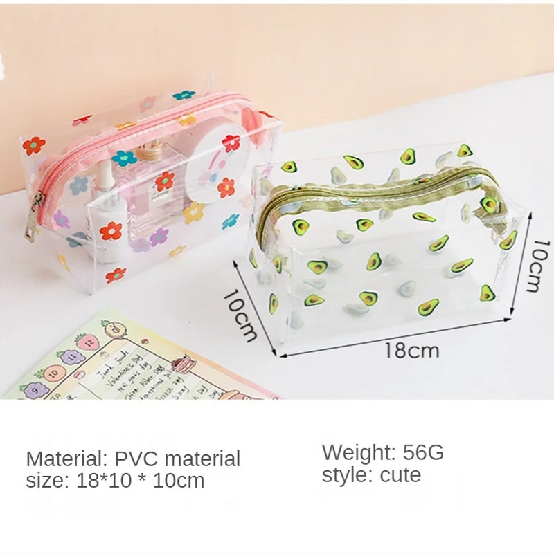 Estuche de lápices transparente resistente al agua, regalo de papelería de PVC, bolsa de lápices para niñas y estudiantes, bolsa de cosméticos de maquillaje Kawaii, bolsas de viaje - imagen 5