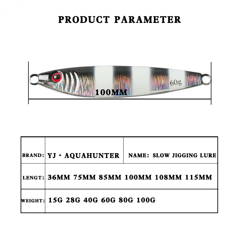 WHYY-señuelo de Pesca brillante Jigbait, señuelos de fundición a tierra, Metal lento, agitar la placa de hierro, cebo Artificial, 15g-100g - imagen 5