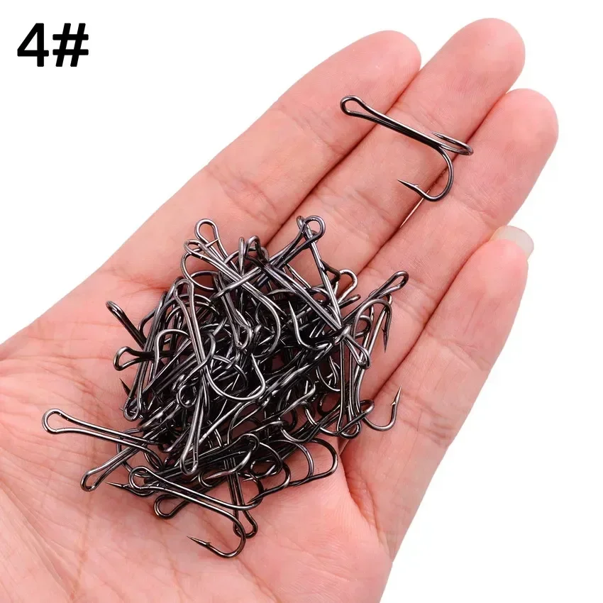 50 Uds. Gancho doble de vástago largo, anzuelo de pesca sin malezas, atado de moscas, anzuelo doble para Jig Bass, aparejos de pesca para señuelo suave - imagen 5