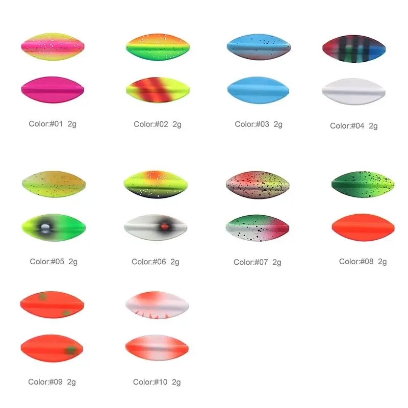 Cuchara de pesca de Metal en línea, Señuelos de Pesca de trucha de colores UV, cebo giratorio Aritifical de agua dulce, Wobbling lento, 2g, 26mm - imagen 2