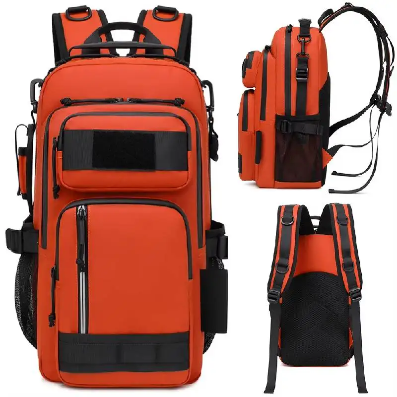 Bolsa de señuelo de pesca con soporte para caña, mochila multifuncional Molle para senderismo, correr al aire libre, bolsa de aparejo para acampar, mochila deportiva para caza - imagen 5