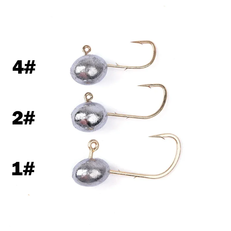 OUTKIT-Mini anzuelo con cabeza de anzuelo, 4X fuerte, pez roca, cabeza de plomo expuesta, anzuelo de púas, trucha, señuelo de gusano suave, aparejos de pesca, 10 Uds. - imagen 3