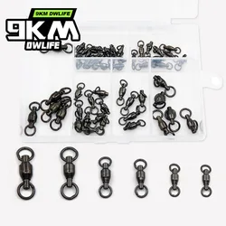 Kit giratorio de pesca de 9KM, 50 Uds., rodamiento de bolas giratorio, anillos dobles sólidos, conector de accesorios de cobre y acero inoxidable de alta resistencia