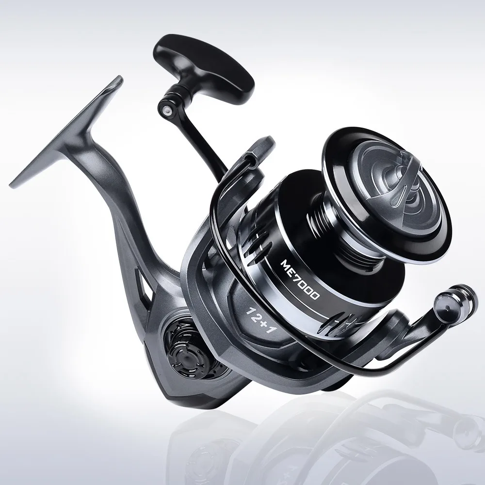 Carrete de pesca giratorio con mango de Metal CNC, carrete de fundición larga para barco de agua salada con espacio cero, relación de engranaje 5,2: 1, rodamientos 2 + 1BB para pesca en el mar