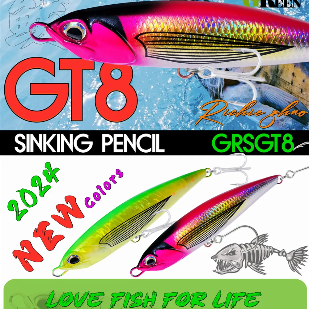 GREENSPIDER-señuelo de pesca de lápiz Stickbait, Wobblers de hundimiento, cebo duro Artificial de fundición larga para atún GT, 145mm, 60g - imagen 2