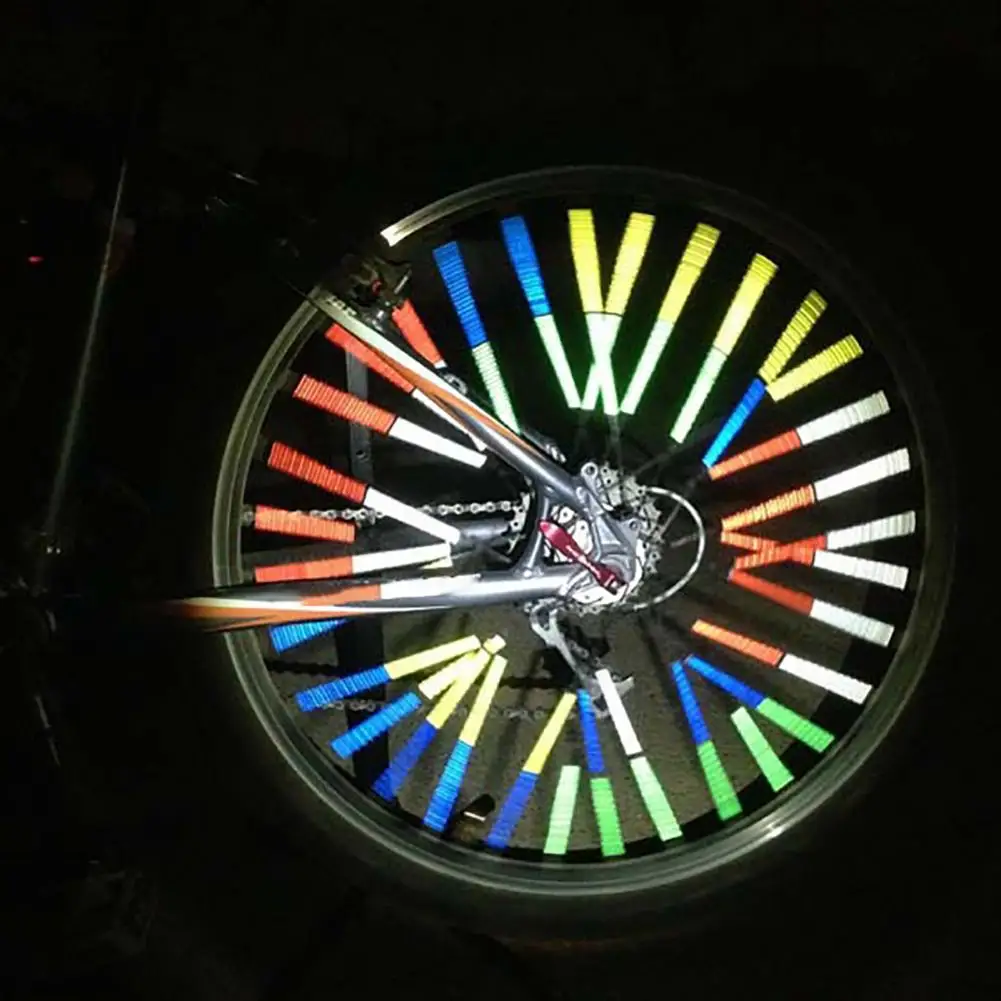 12 unids/pack MTB bicicleta tubo reflectante radios de rueda tubos tira rueda conducción segura cinta reflectora luz de advertencia de seguridad Reflector - imagen 4