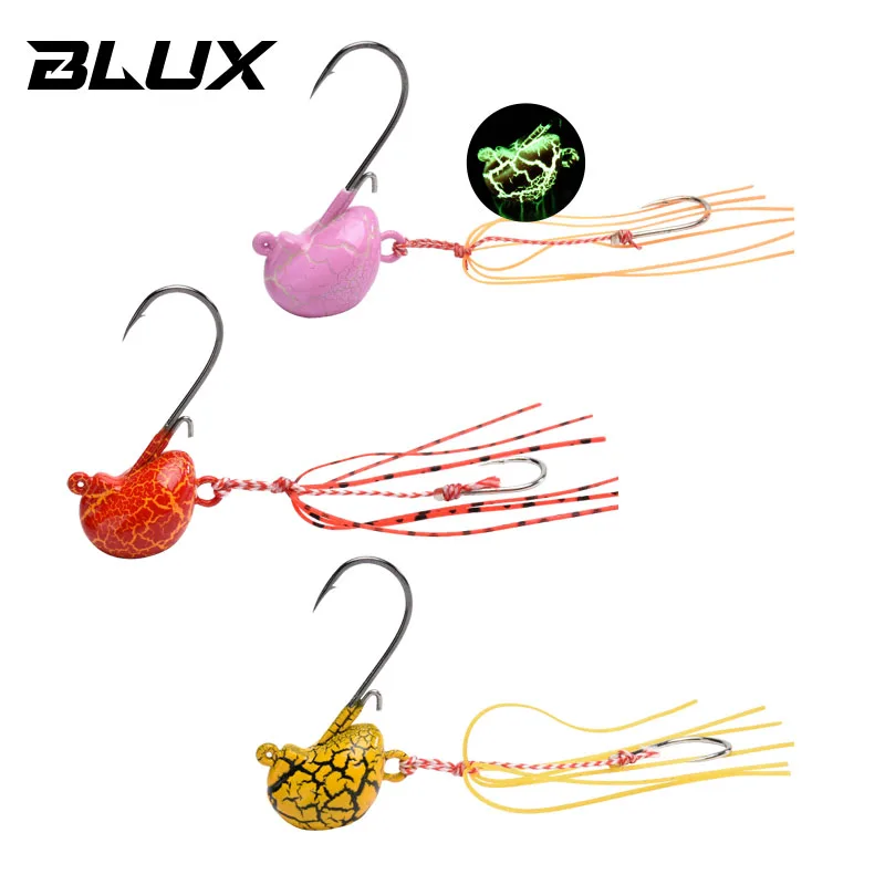 BLUX 3 unids/lote 10g 15g CONTROL PROFONDO UP Tenya Madai Jig Kabura señuelo de pesca de agua salada Jighead cebo de mar camarones falda de goma