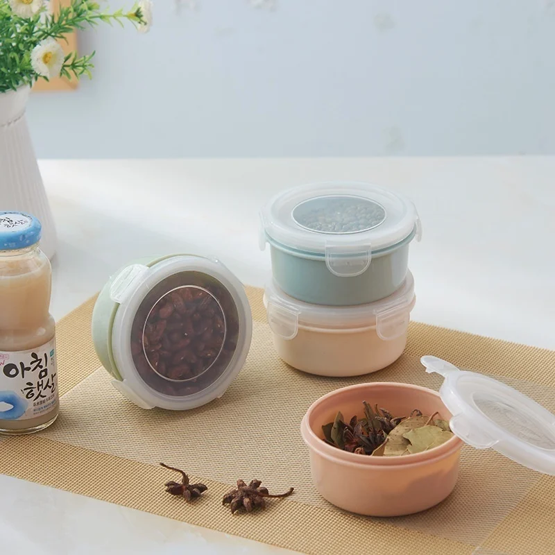 Refrigerador de plástico redondo para el hogar, tamaño Mini, cajón para verduras, cocina, almacenamiento de alimentos, caja sellada, contenedor de clasificación de tanque de granos para el almuerzo - imagen 5