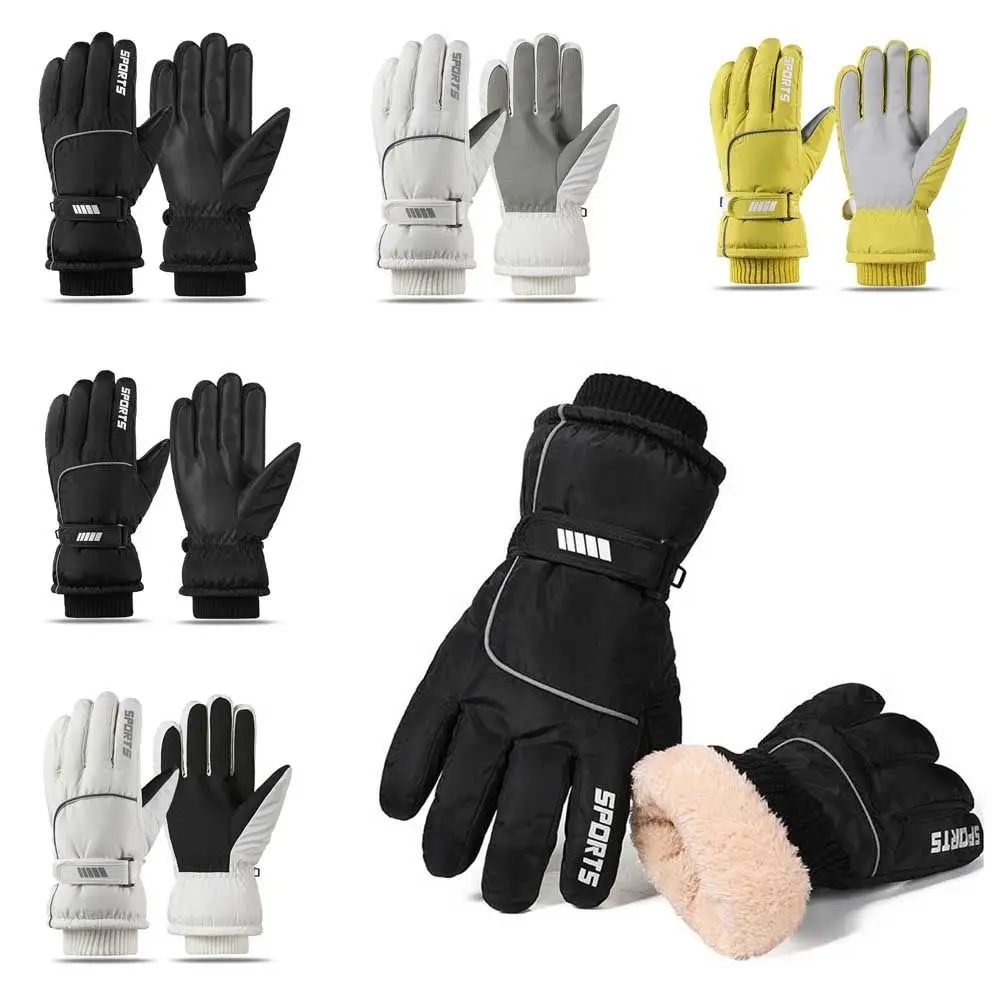 Regalos Oxford guantes cálidos de invierno Pu pantalla táctil ciclismo guantes de algodón cálidos impermeables a prueba de viento más guantes gruesos de terciopelo para mujer
