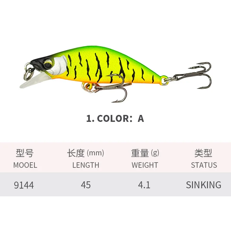 Señuelo Minnow Hundimiento 45mm 4,1g Rayas Blancas Boca de Caballo - imagen 5