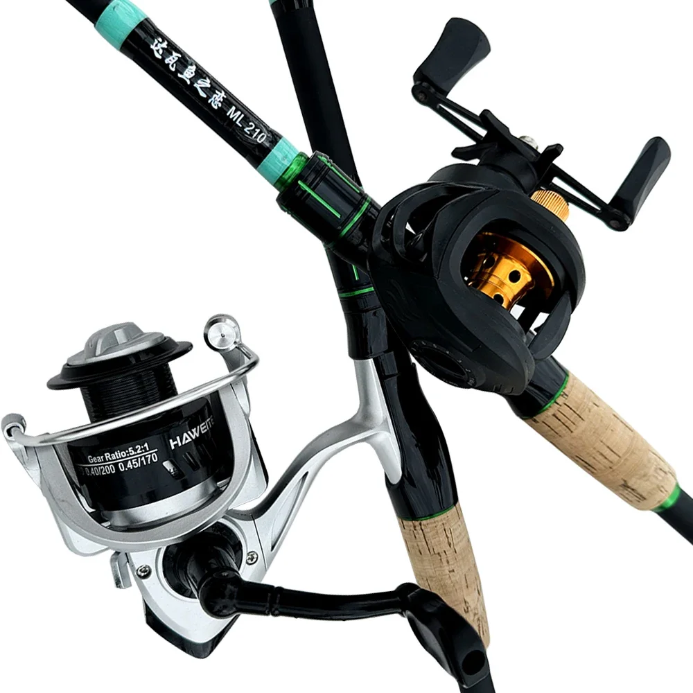 Kit completo de carrete de caña de pescar, 1,8/2,1 m, 4/5 secciones, caña de pescar ultraligera de fundición elscopiceT, relación de engranaje 5,2:1/7,2:1 para agua dulce - imagen 5