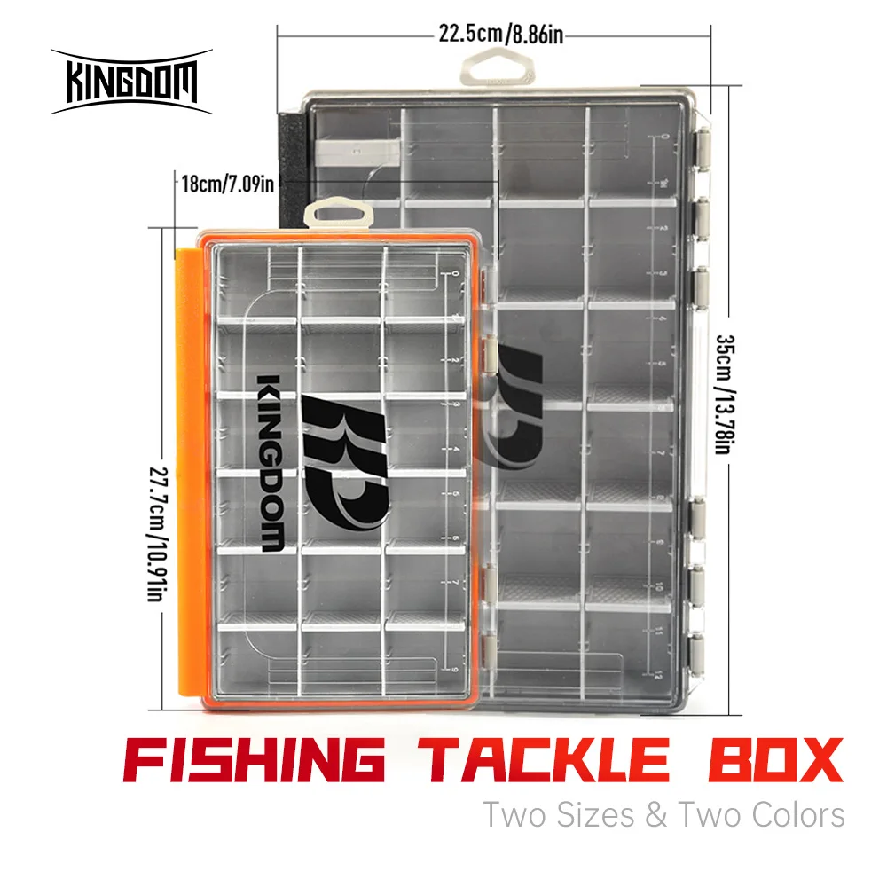 Kingdom 3700 3600 Caja de aparejos de pesca Caja de almacenamiento organizadora de señuelos impermeable grande con divisores extraíbles para cebos duros y herramientas