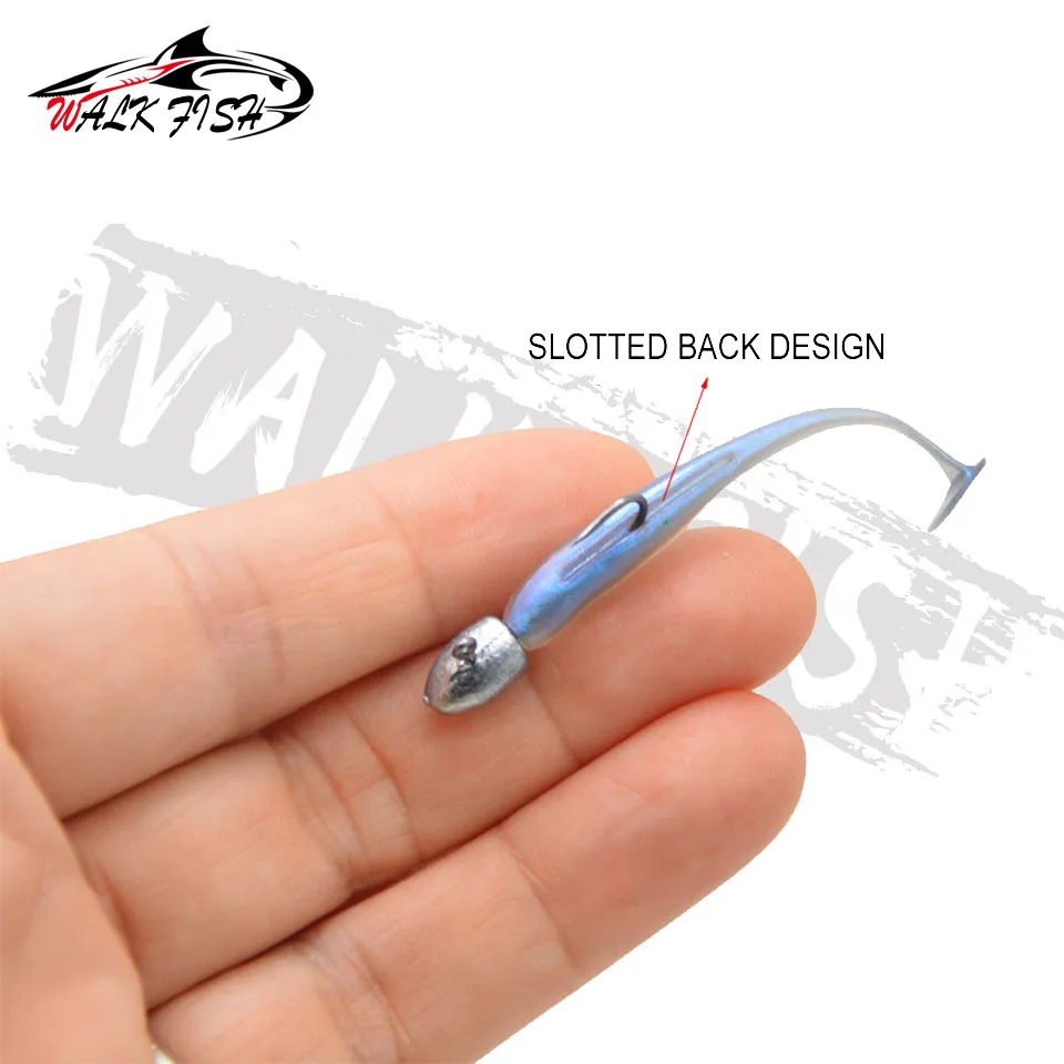 WALK FISH-señuelos artificiales de gusano de cola en T, cabeza de plantilla de pesca de fondo de raíz, gancho de cebo suave, 5 unidades por lote - imagen 3