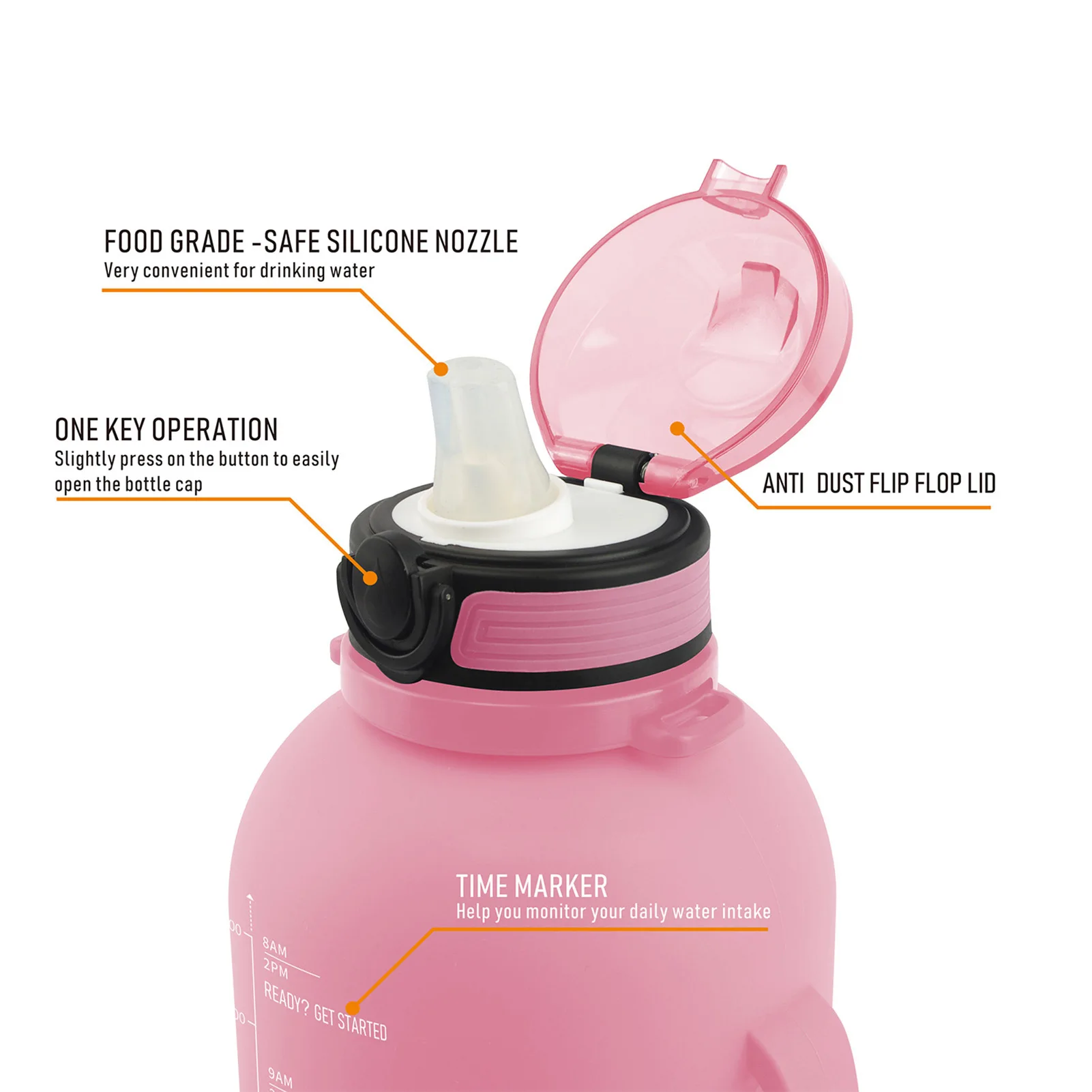 Botella de agua grande y plegable sin Bpa, botella de agua motivacional con correa de transporte para gimnasio, Camping, senderismo, viajes y deportes, 2000ml - imagen 2