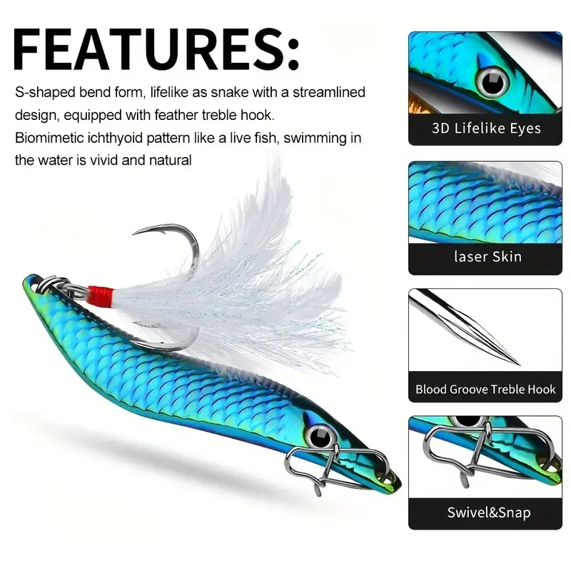 Señuelo cuchara metálica con plumas y lentejuelas – Hundido para pesca - imagen 5