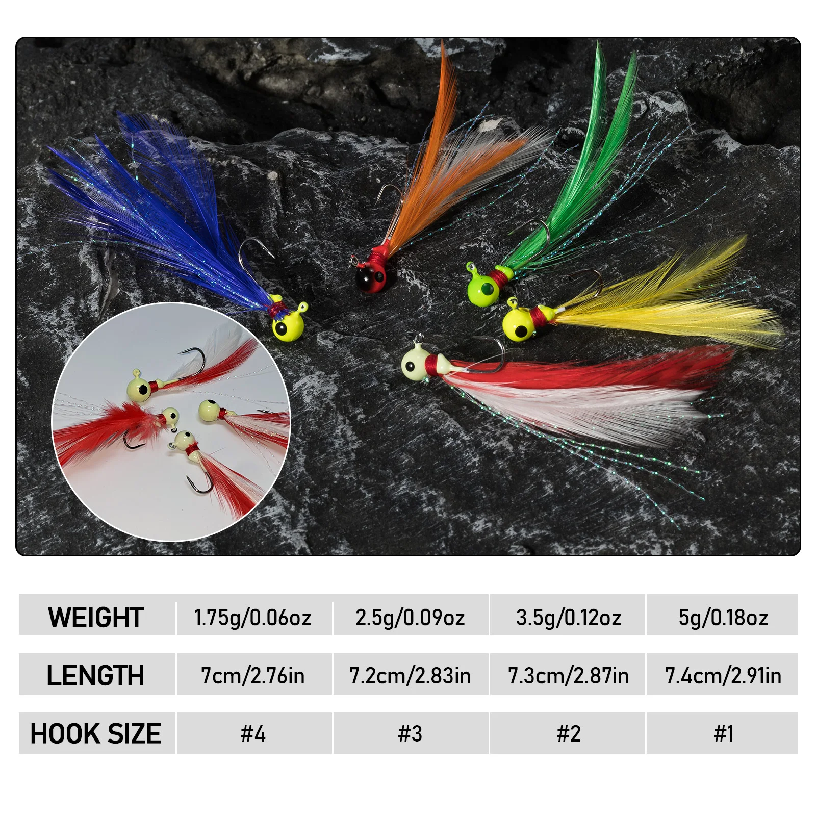 Anzuelo jig head con cabeza redonda y plumas para swimbait - imagen 5