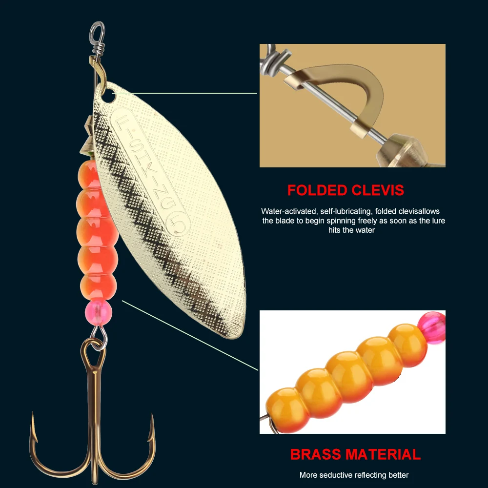 FTK-cebo giratorio de 4,5g, 7g, 12,5g, 17,4g, 27,1g, señuelo duro para lubina, señuelo de pesca de Metal con anzuelos triples de plumas para Lucio - imagen 2