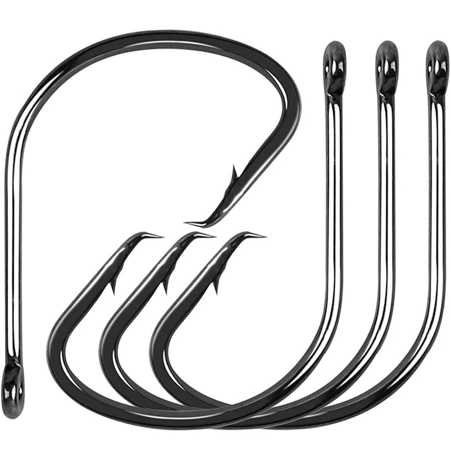 Anzuelos circulares anzuelos de pesca 75 piezas 1 #   1/0 #   2/0 #   3/0 #   4/0 #   Anzuelos de pesca de pulpo de acero rico en carbono, anzuelos de púas para trucha lubina - imagen 5