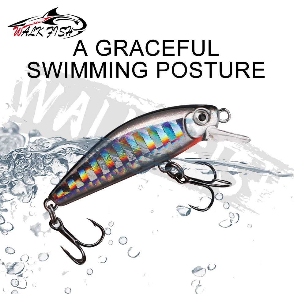 WALK FISH-señuelo duro de pesca, 1 piezas, 45mm, 2,8g, Minnow, Crankbait, gancho triple, Artificial - imagen 4