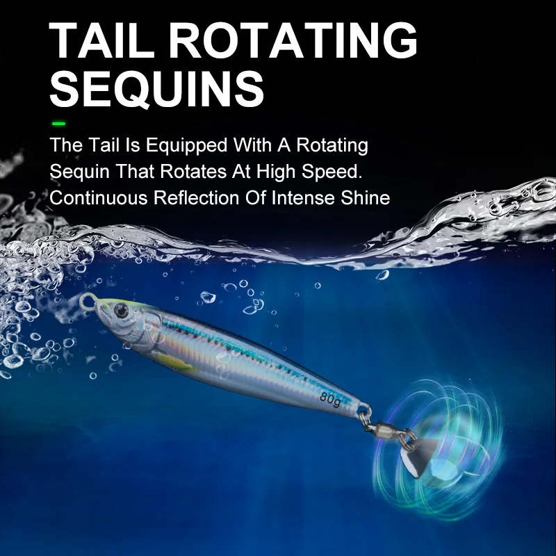 TEASER-SEÑUELOS J113 de fundición a tierra, cebos de Jigging de agua salada, anzuelo duro luminoso, Micro señuelo de Metal, 40g, 60g, 80g - imagen 4