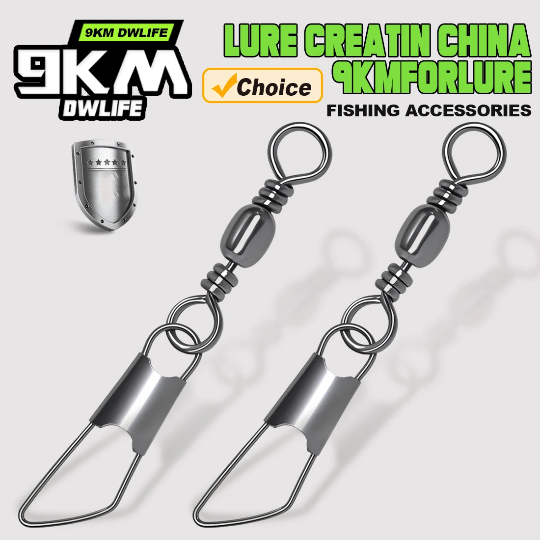 9KM 50 Uds barril giratorio con broche de seguridad de acero inoxidable pesca en agua salada giratorios Clip señuelo conector aparejos