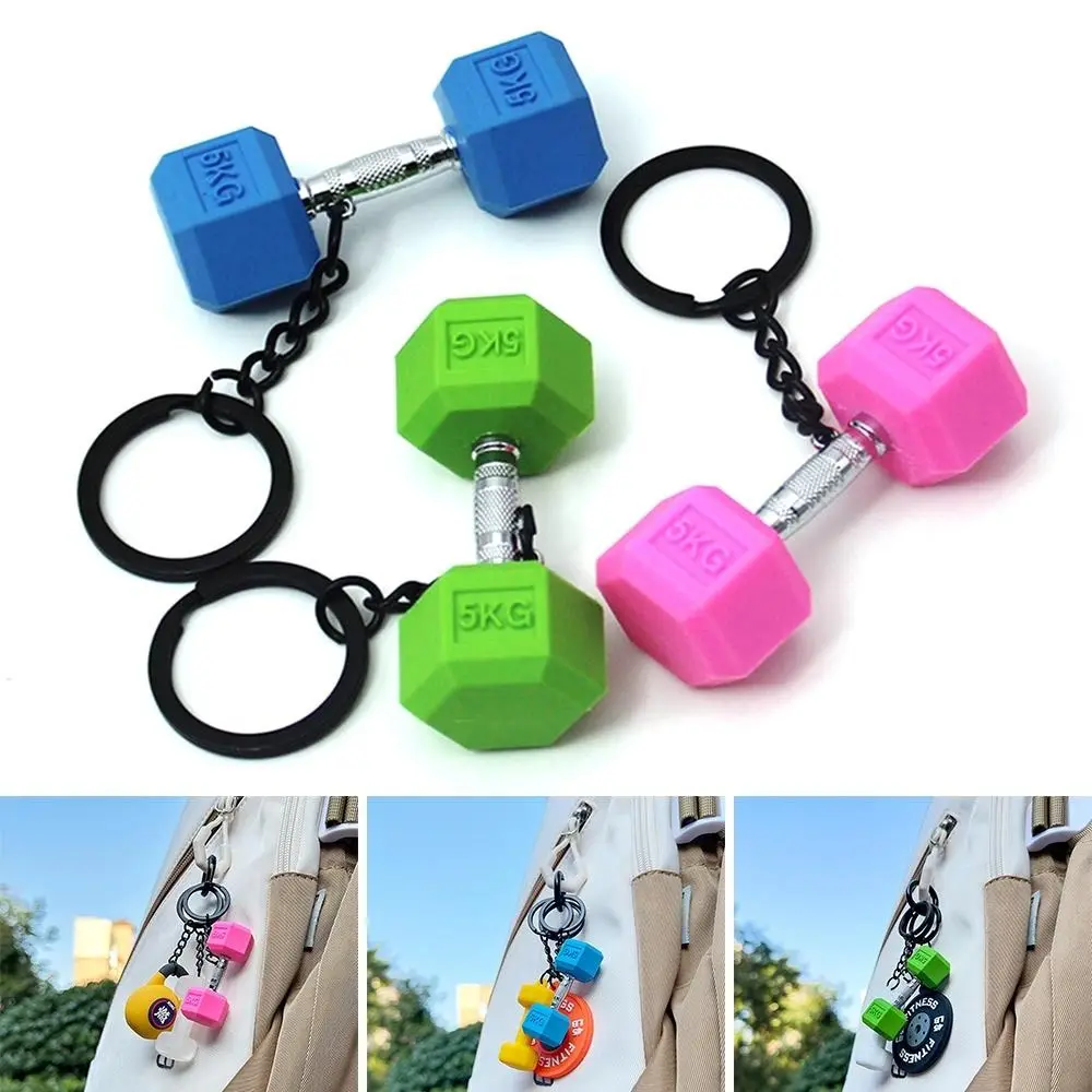 Regalos de gimnasio DIY llavero con barra PVC amantes del gimnasio encantos bolsos llavero mancuerna Kettlebell mochila colgante accesorios de joyería - imagen 2