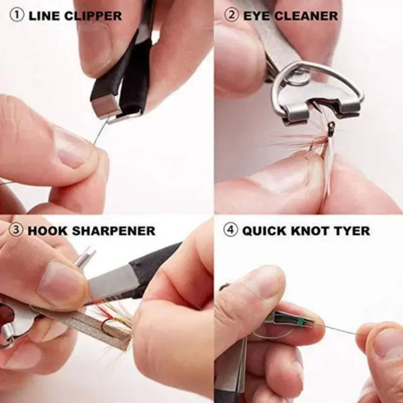 Cortador de línea de anudador rápido para línea de pescado, tijeras pequeñas con hebilla retráctil, tijeras portátiles de acero inoxidable, herramientas de pesca - imagen 5