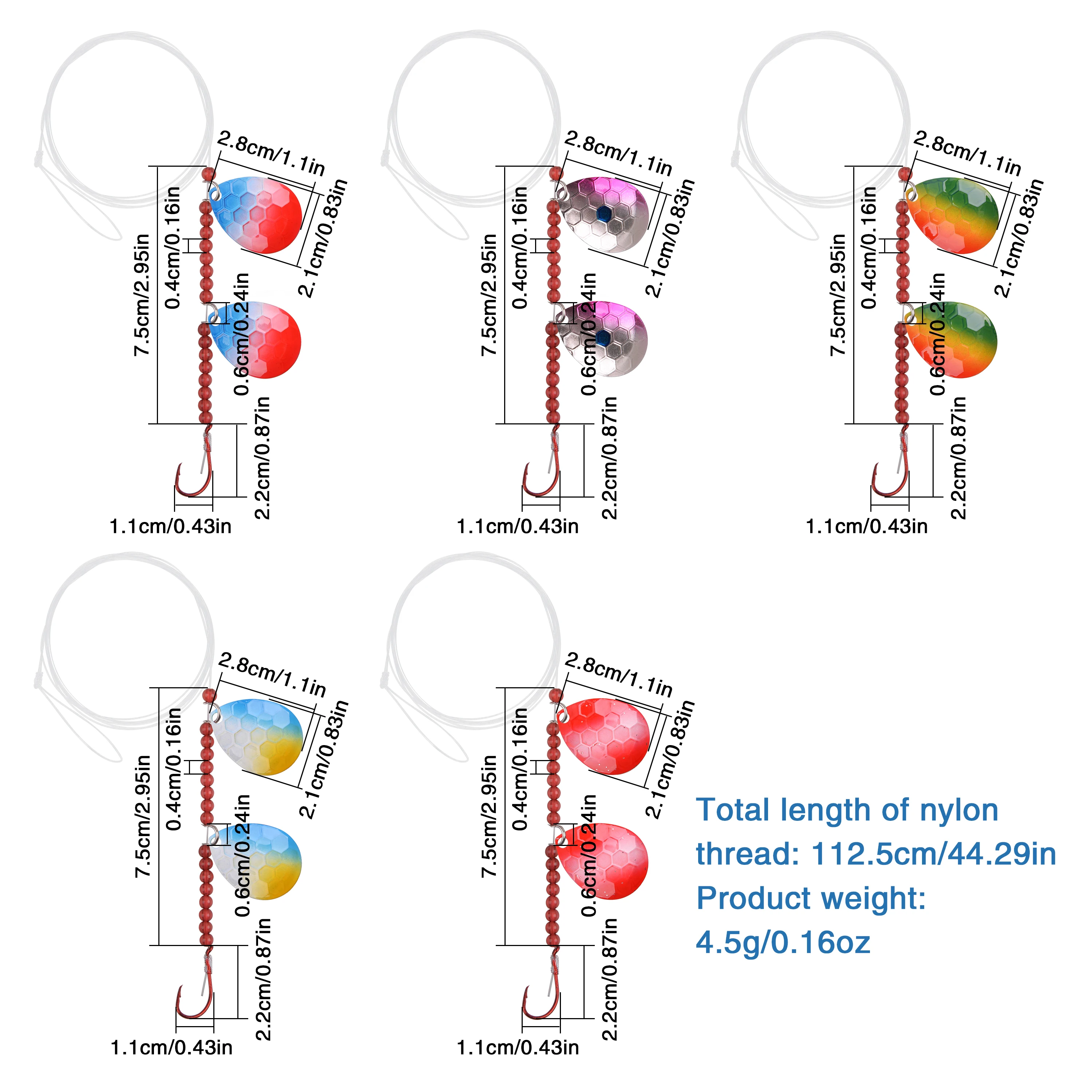 Anzuelo giratorio de pesca, aparejo de 10 piezas, palas giratorias, aparejo de señuelo para la fabricación de señuelos de agua dulce y salada - imagen 3