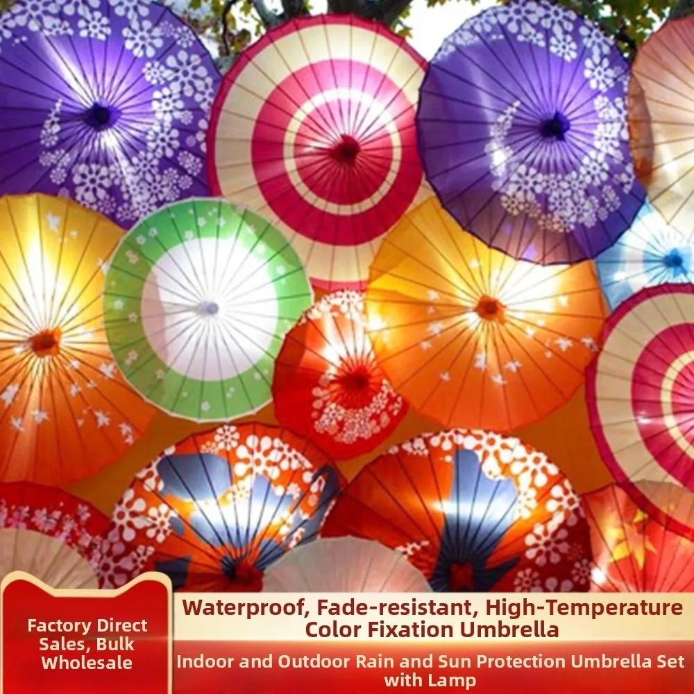 Paraguas de 56cm, abanico de tela de seda de estilo antiguo chino, paraguas de baile con borla de 10 colores, paraguas clásico de estilo japonés - imagen 2