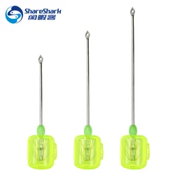 Anzuelo de paraguas de calamar de acero inoxidable, plantillas luminosas de calamar que brillan en la oscuridad, mango largo, anzuelos de calamar de doble capa para pesca