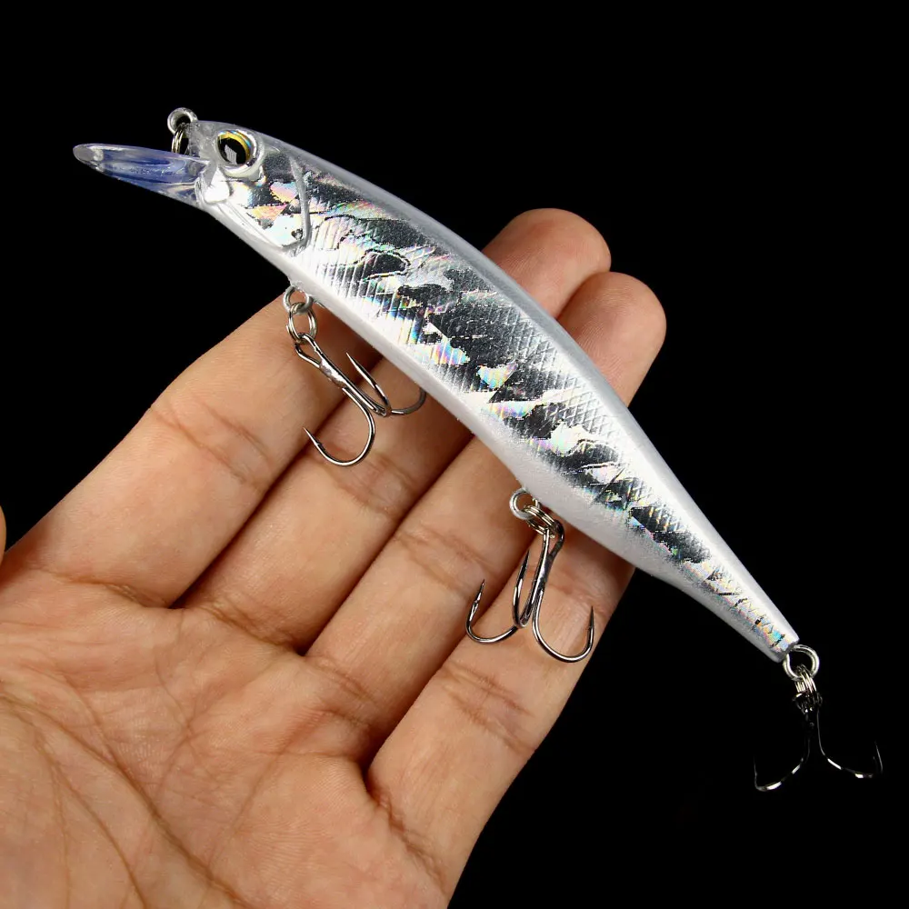 Señuelo de pesca Jerkbait Minnow, 12cm, 15g, cebo duro Artificial, ojos biónicos 3D, Wobblers, Crankbait, aparejos de pesca Trolling para lubina - imagen 5
