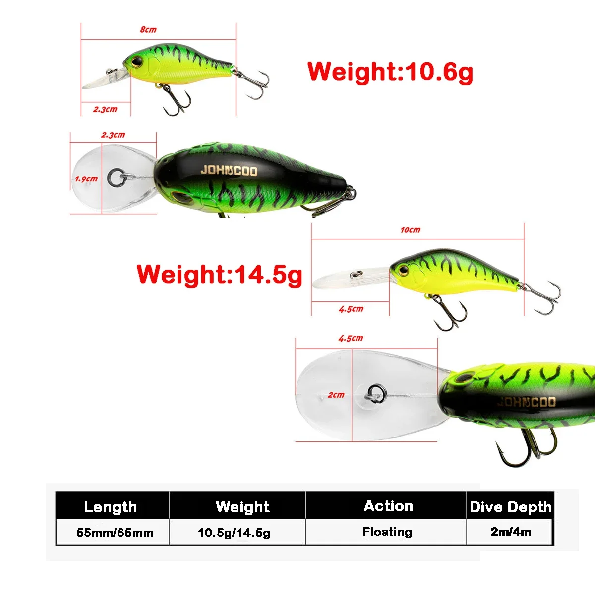 Señuelo de pesca Crankbaits, Wobblers flotantes de 55mm y 65mm para Lucio, buceo profundo, señuelos de pececillo para cebo de pesca, aparejos de pesca - imagen 3