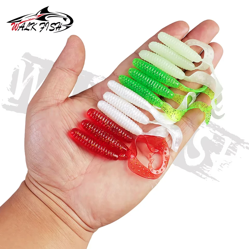 WALK FISH-Juego de Señuelos de Pesca blandos, 37 piezas, cola ampliada, cebo suave, subcebo de carretera, anzuelo de plomo, cebo biomimético, cebo falso para lubina - imagen 2