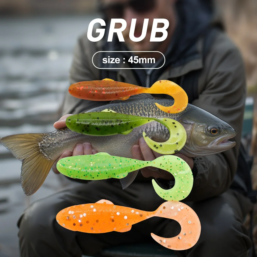 ESFISHING cebo suave Sexy Shad 45mm 20 piezas señuelos de pesca de carpa blandos Peche pequeños señuelos de grub - imagen 2