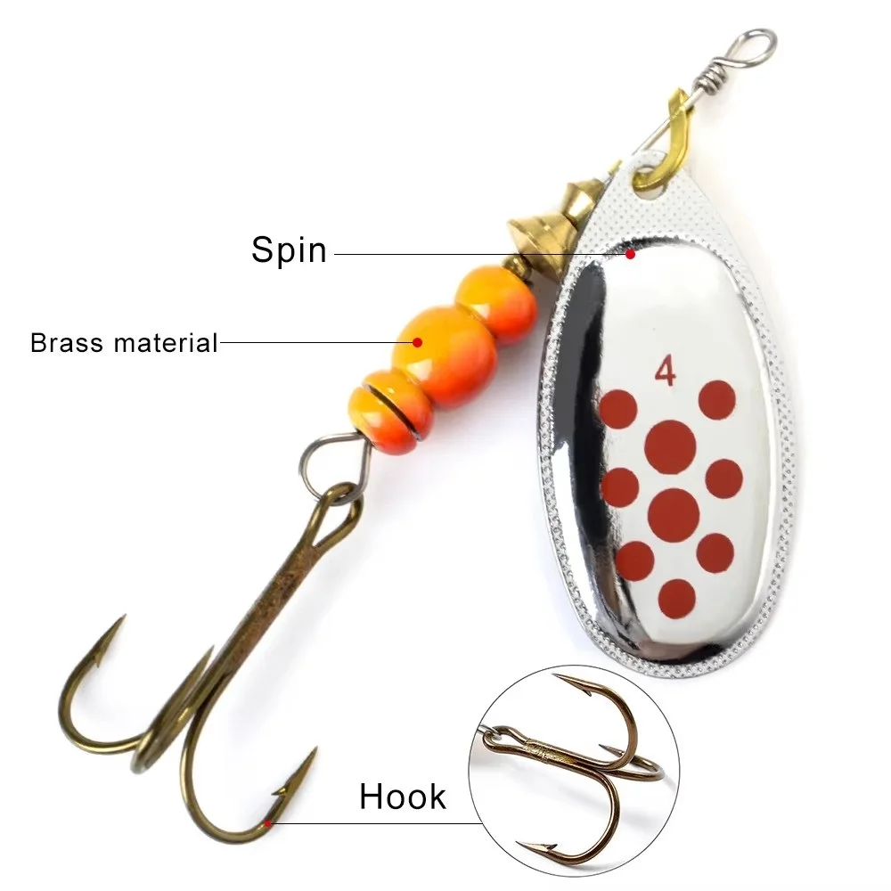 3,8g 4,2g 6,1g 10g 13,6g cebo giratorio señuelo de pesca con anzuelo triple cebo artificial de Metal señuelo de pesca duro cuchara Lucio - imagen 5