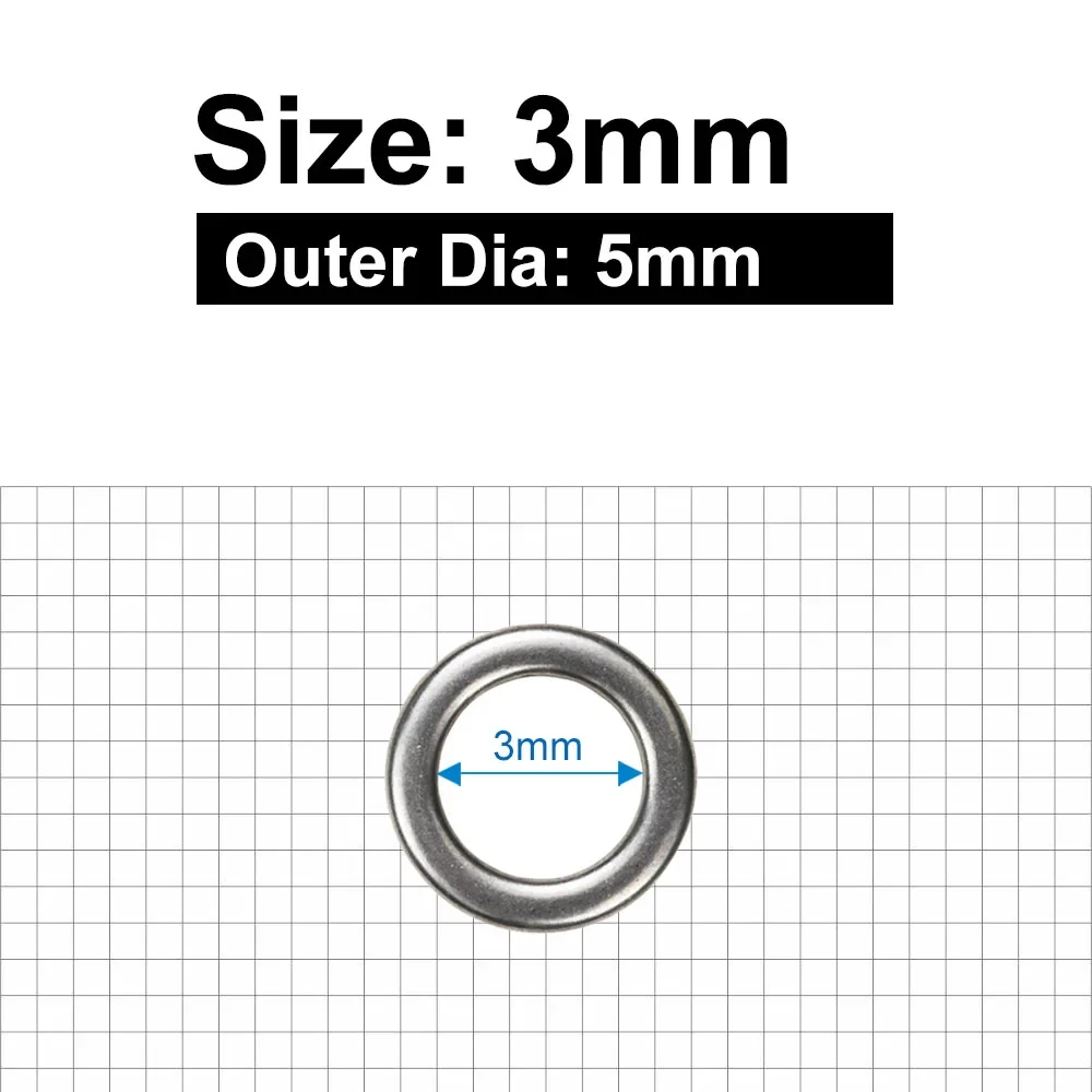 Countbass 50 Uds Countbass anillo sólido de acero inoxidable de alta resistencia Señuelos de pesca anillos de Jigging accesorio de pesca aparejos terminales - imagen 4