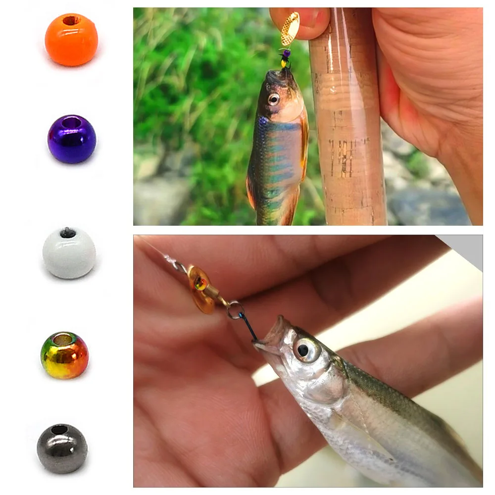 MNFT 10 piezas de cabeza de cuentas de atado de moscas de tungsteno para materiales de pesca de ninfa aumentan el peso - imagen 5