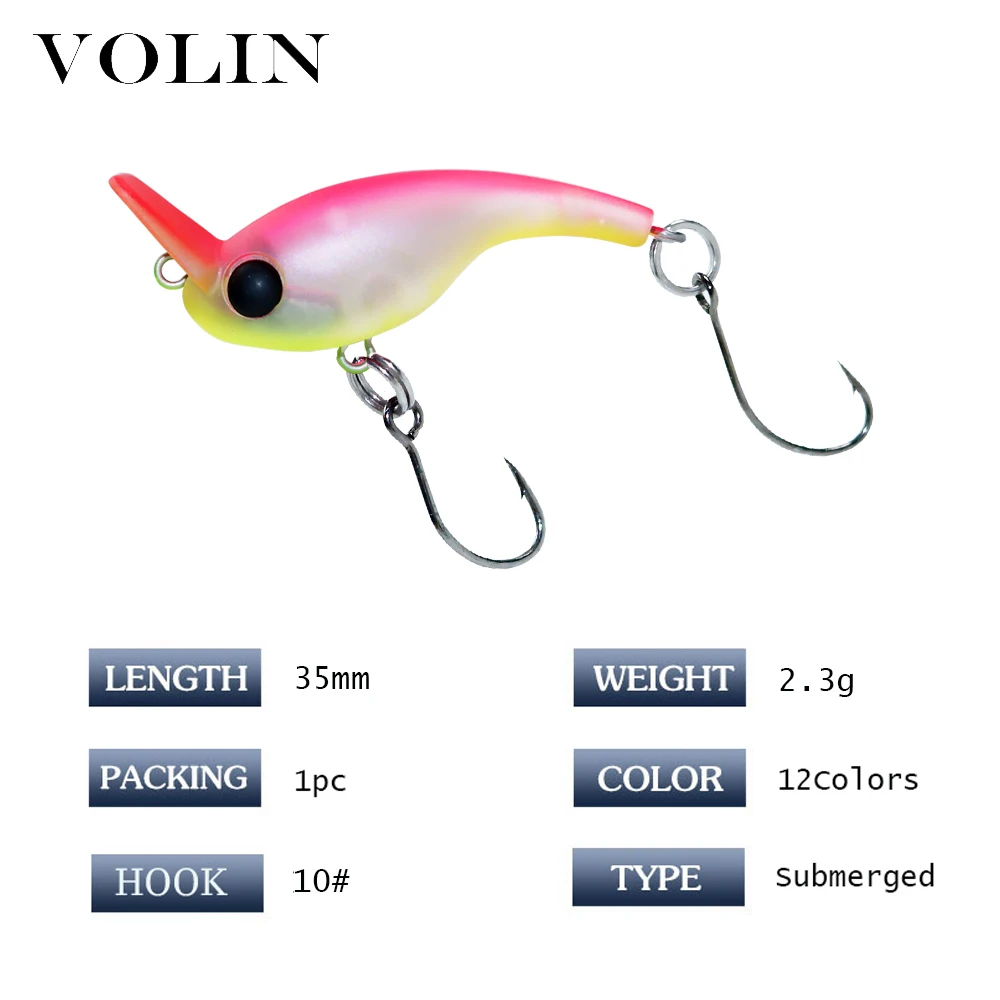 VOLIN-señuelo de pesca para pececillos, cebo Wobblers de plástico duro, 35mm, 2022g, novedad, 2,3 - imagen 3