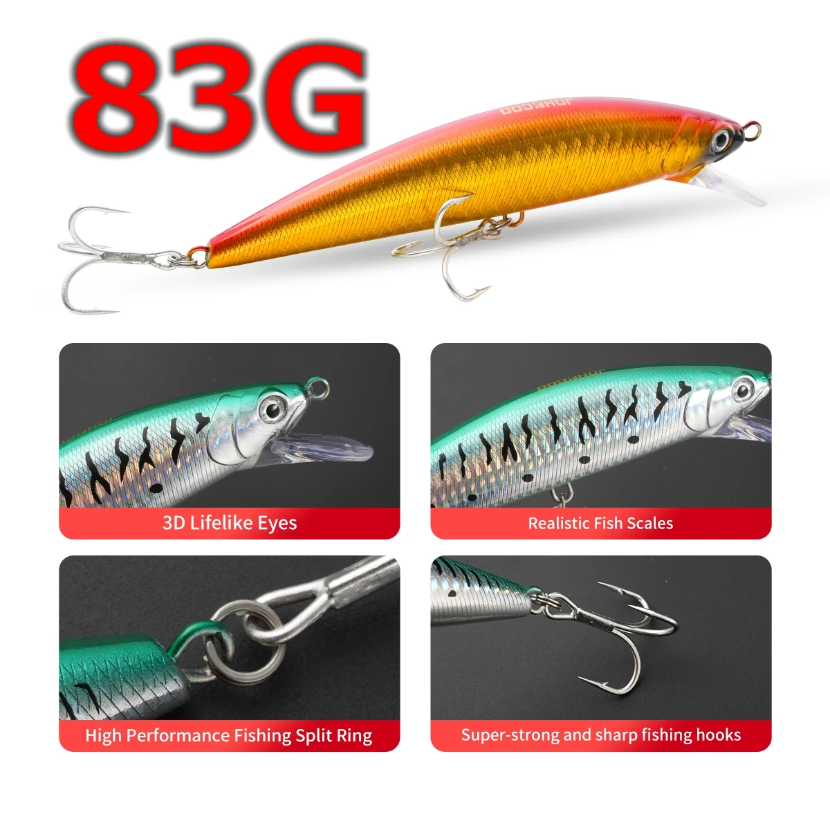 Señuelo Hundimiento Rápido Swimbait para Lubina – Wobbler Minnow Duro - imagen 4
