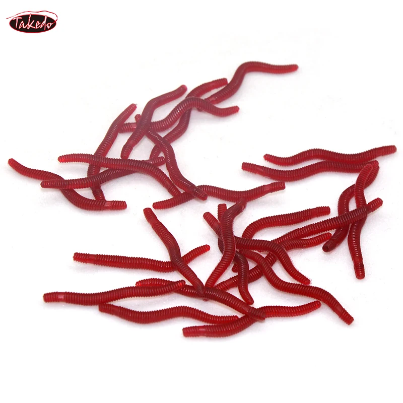 TAKEDO 3,5 CM 0,25G señuelo suave 100 unids/bolsa cebo Artificial carpa cebo gusanos rojos señuelo de pesca suave para pesca de carpa - imagen 2