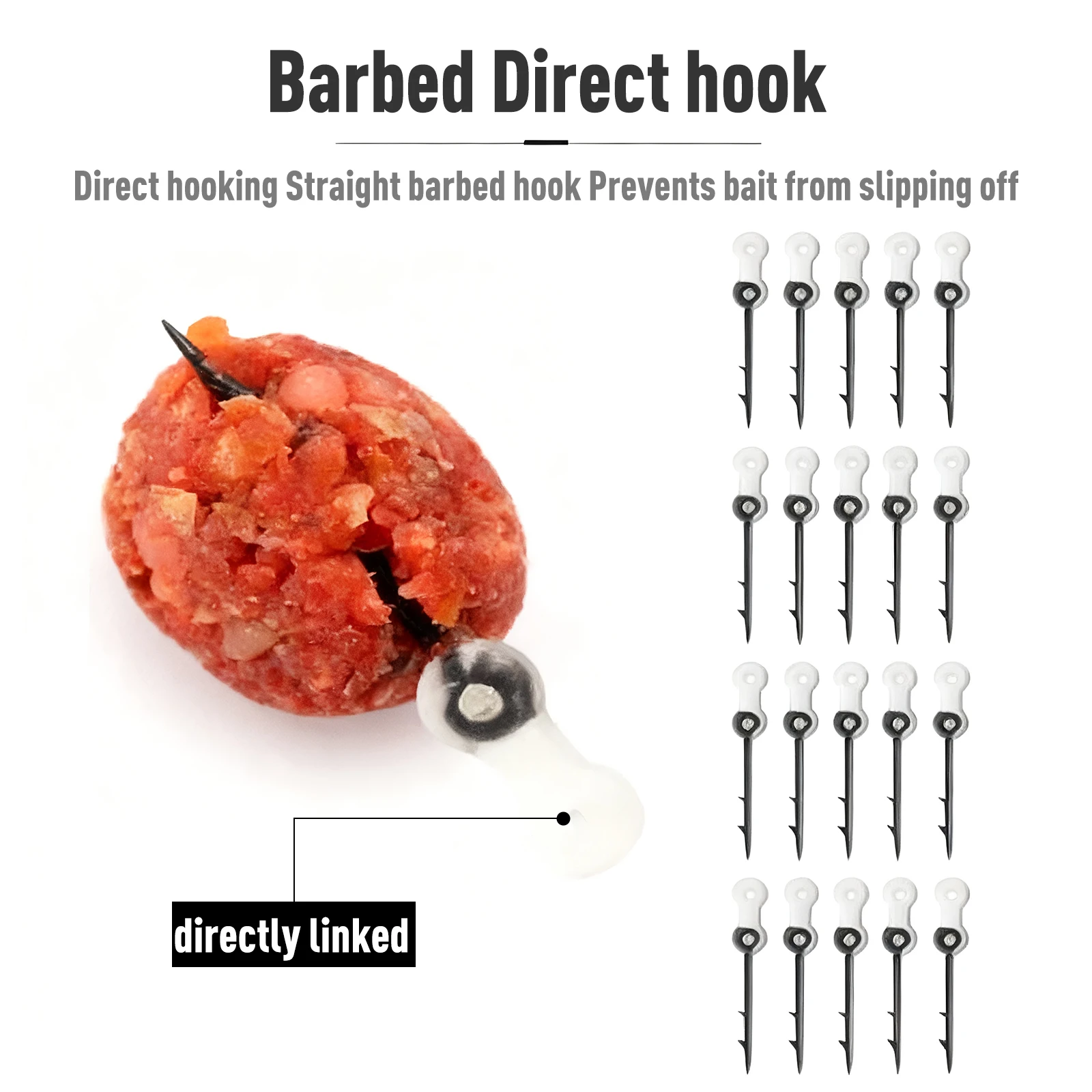 FishTrip-anzuelo de pesca de carpa, 15 Uds., Pin de picadura, gancho de vástago recto con anillo de silicona, soporte para cebo, anzuelo de cebo, accesorios de pesca de carpa - imagen 3