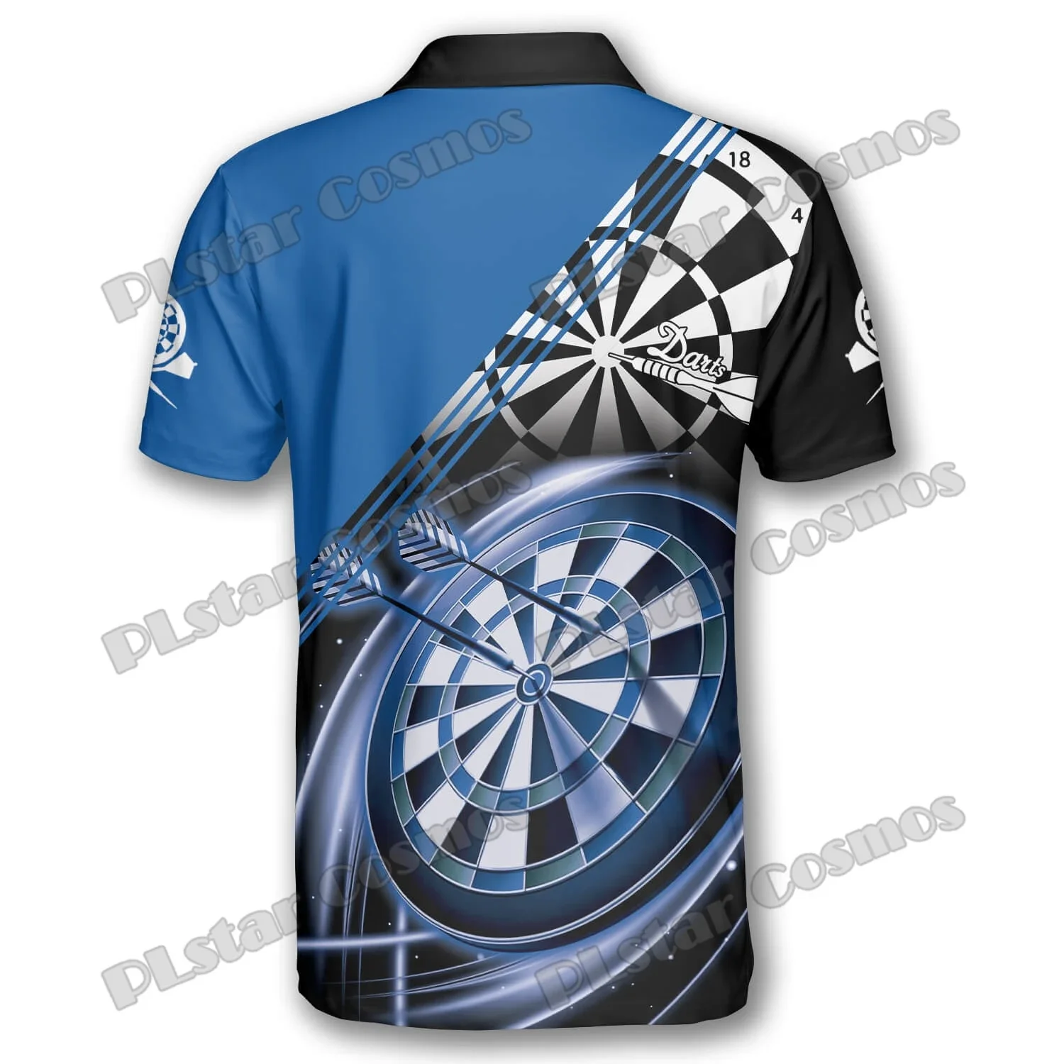 Polo hombre personalizado con emblema 3D dardos en negro y blanco - imagen 4