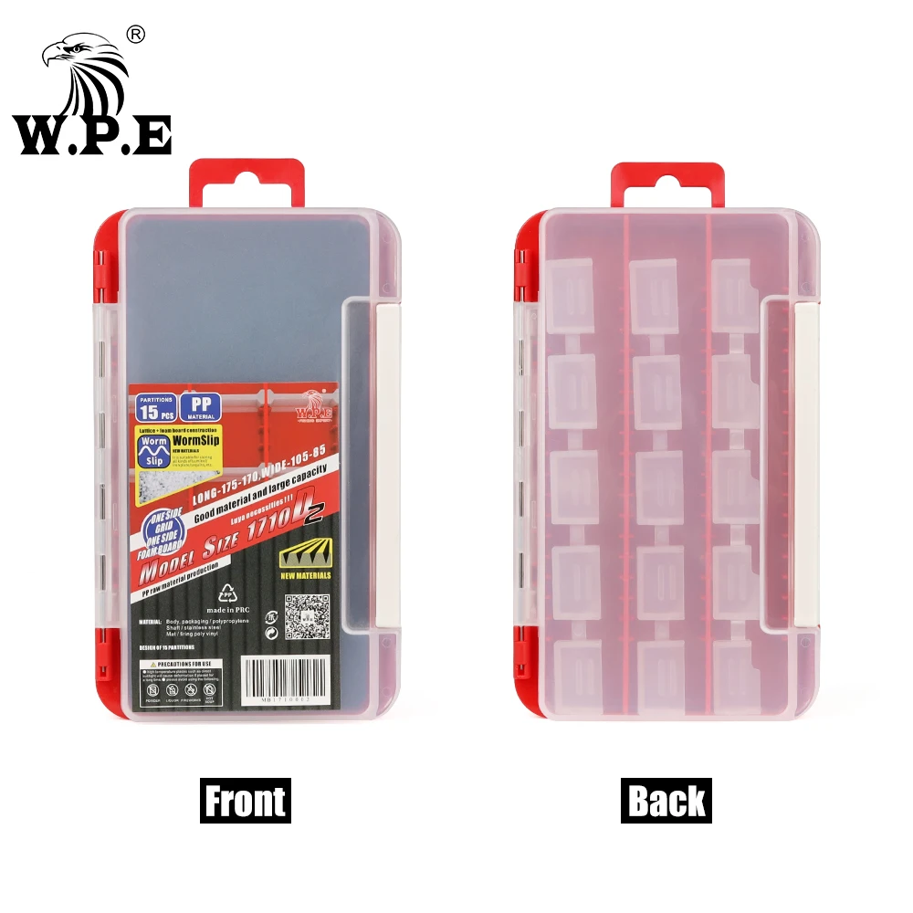 W.P.E-caja de almacenamiento de plástico para aparejos de pesca, compartimentos de doble cara, cajas de Señuelos de Pesca, caja de anzuelos de cebo, 15-30 Uds. - imagen 5