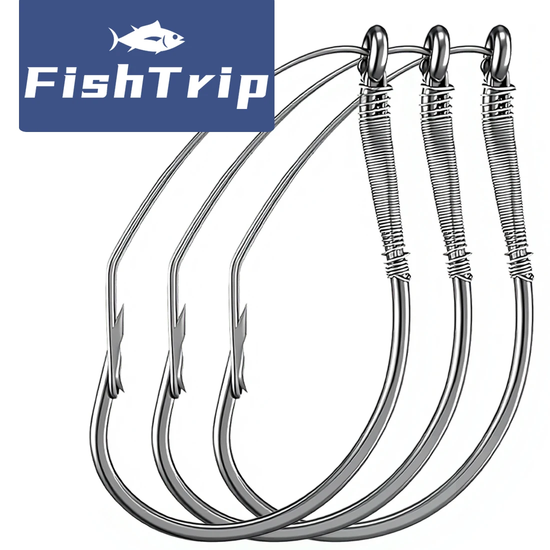 FishTrip-anzuelos de aparejo loco sin malezas, anzuelo loco de tiro caído, anzuelo circular de pescado para gusano suave y aparejo Neko, pesca de lubina, agua salada - imagen 2
