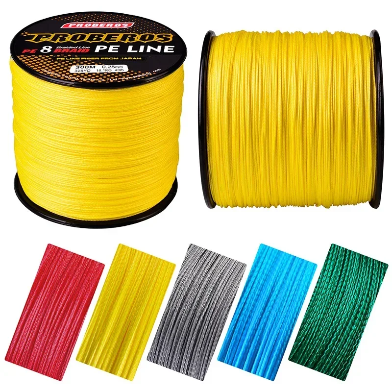 Línea de pesca súper fuerte de 300M, alambre de PE de 1,5/20LB, cable de hilo tejido que no se decolora, línea multifilamento X8 hebras, línea de pesca antienredos - imagen 4