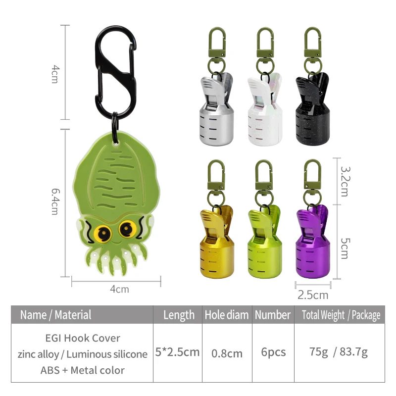 Nuevo Kit protector de cebo de plantilla de calamar galvanoplastia tamaño L 6 uds Webfoot pulpo Egi ganchos cubierta sepia paraguas señuelo tapa aparejos - imagen 2