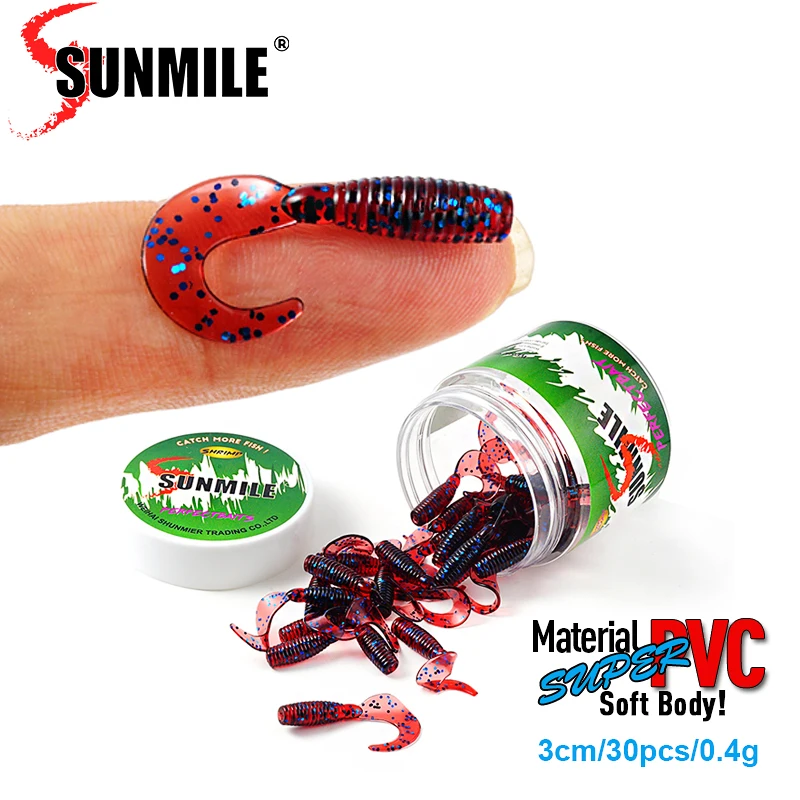 SUNMILE-Cebo Artificial de gusano suave para pesca en roca, señuelos de trucha para perca, 30mm/0,4g, 30 unids/lote - imagen 5