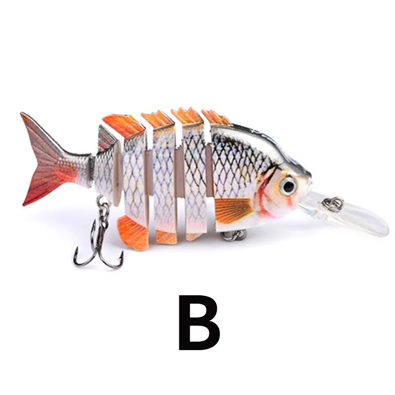 Señuelo de pesca Wobbler multiarticulado, 10cm, 14g, cebo de pesca duro Artificial, 6 segmentos, lengua larga biónica, Tilapia Swimbait para lubina - imagen 5