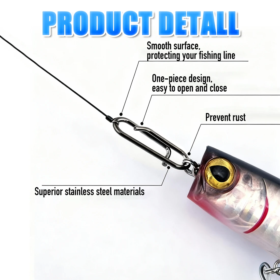 FishTrip 50 Uds Clip de presión de pesca de alta resistencia Clips de cambio rápido de acero inoxidable para agua dulce salada - imagen 3